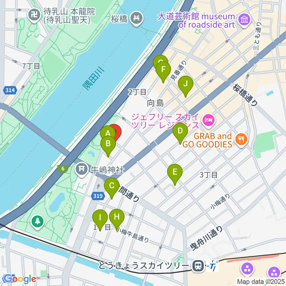 すみだ郷土文化資料館周辺のホテル一覧地図