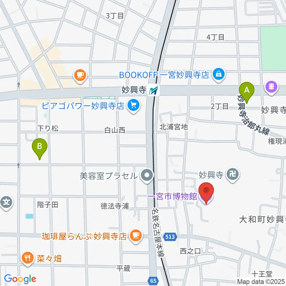 一宮市博物館周辺のホテル一覧地図