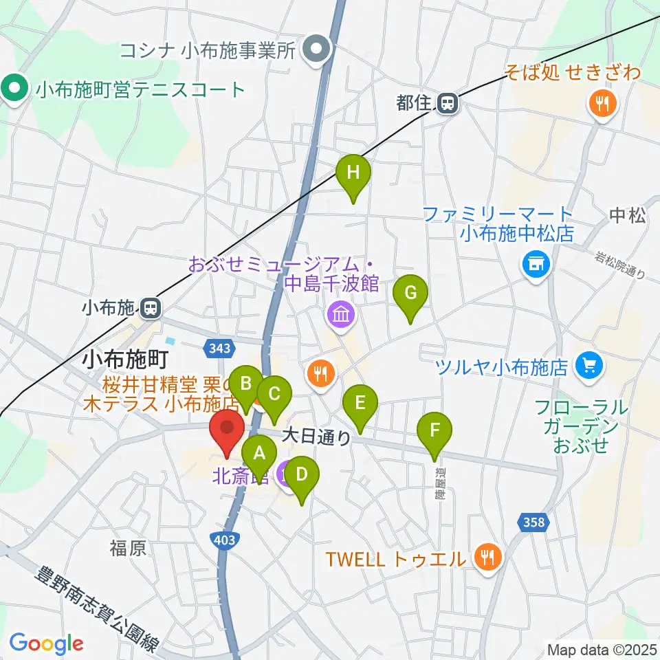 日本のあかり博物館周辺のホテル一覧地図