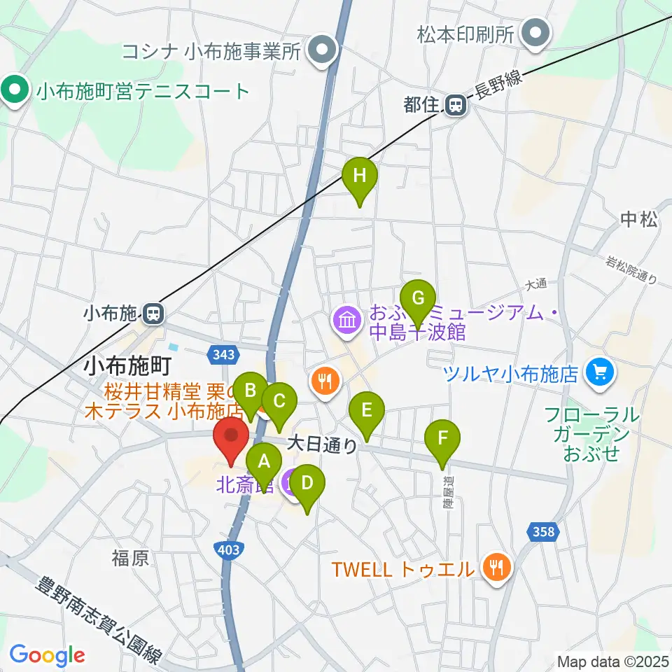 日本のあかり博物館周辺のホテル一覧地図
