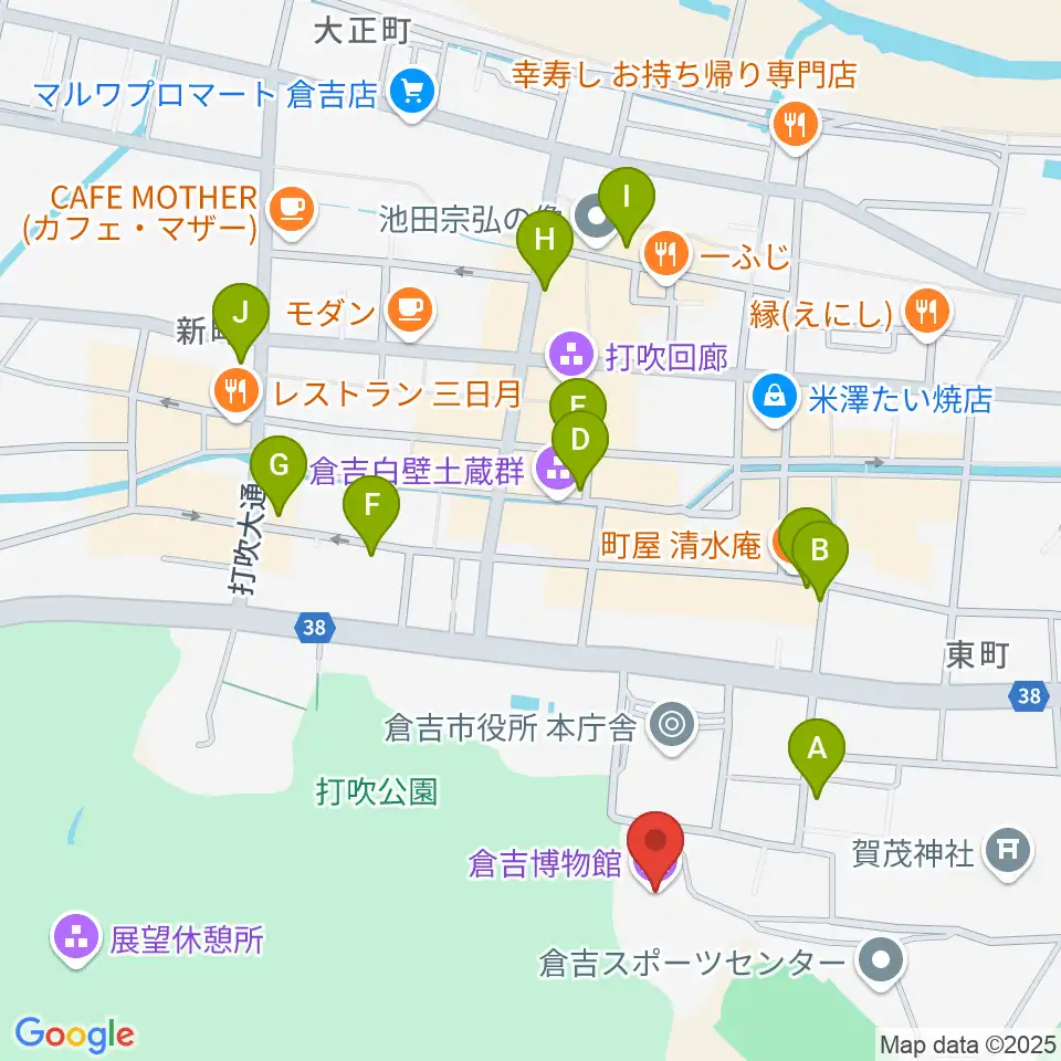 倉吉博物館周辺のホテル一覧地図