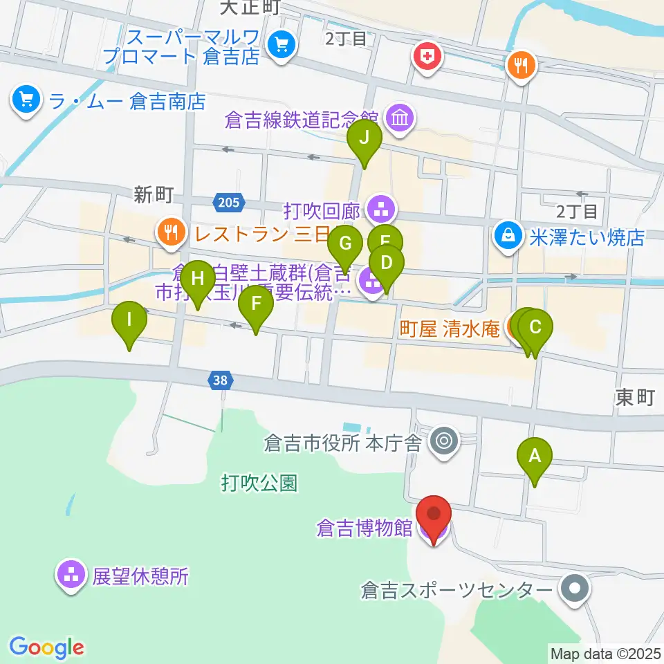 倉吉博物館周辺のホテル一覧地図