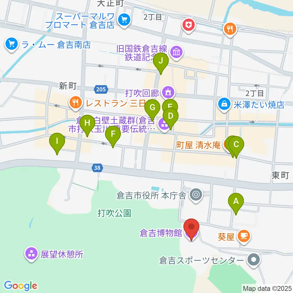 倉吉博物館周辺のホテル一覧地図