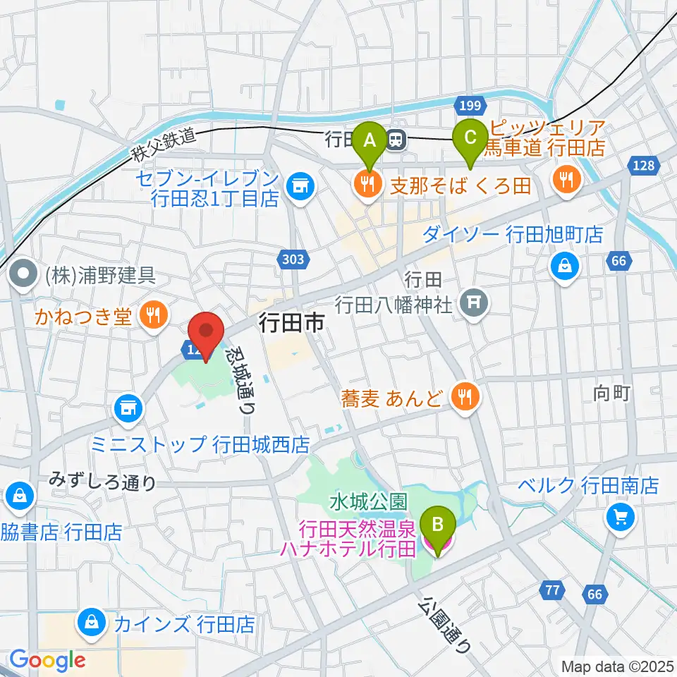 行田市郷土博物館周辺のホテル一覧地図