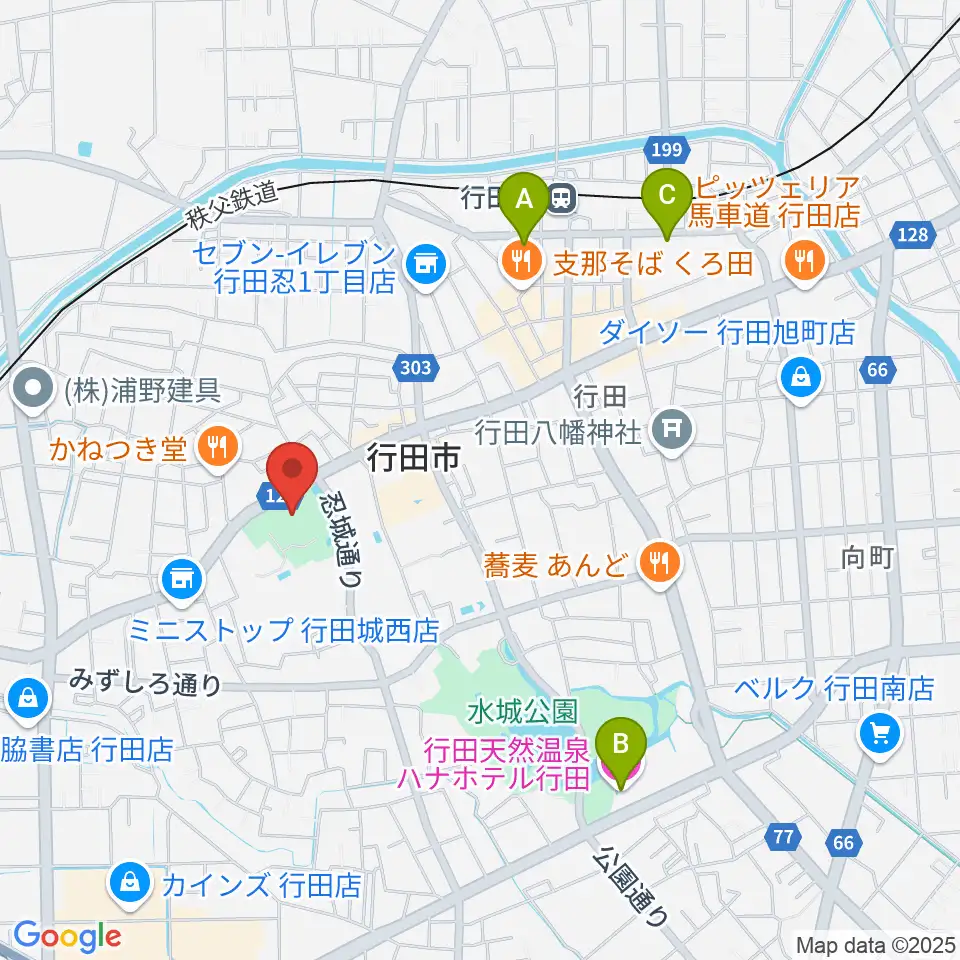 行田市郷土博物館周辺のホテル一覧地図