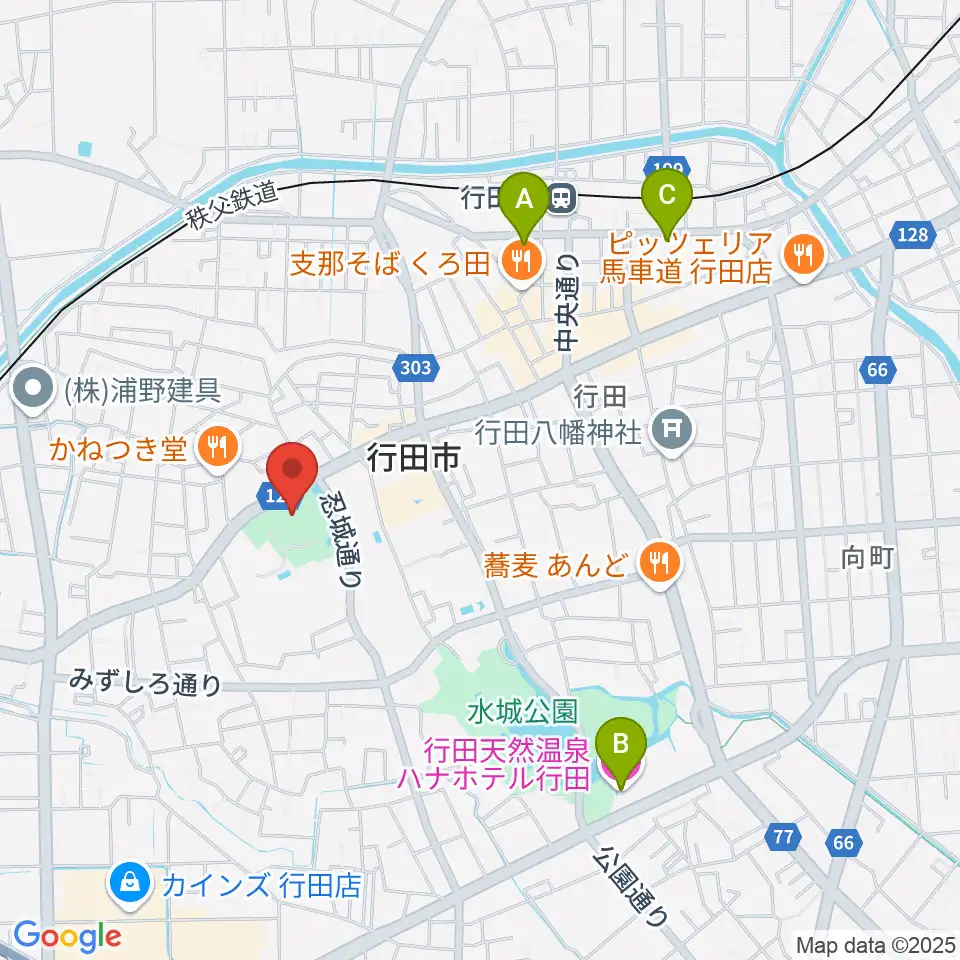 行田市郷土博物館周辺のホテル一覧地図