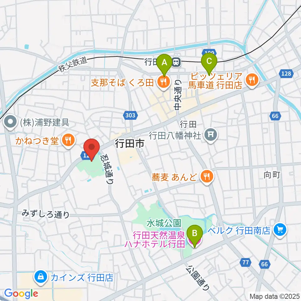 行田市郷土博物館周辺のホテル一覧地図