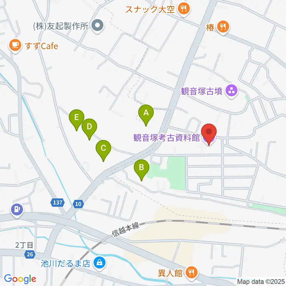 高崎市観音塚考古資料館周辺のホテル一覧地図