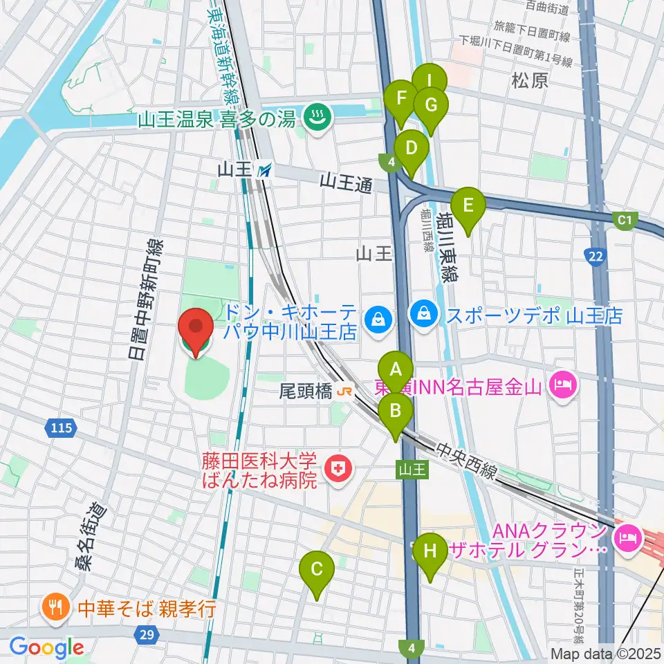 ナゴヤ球場周辺のホテル一覧地図