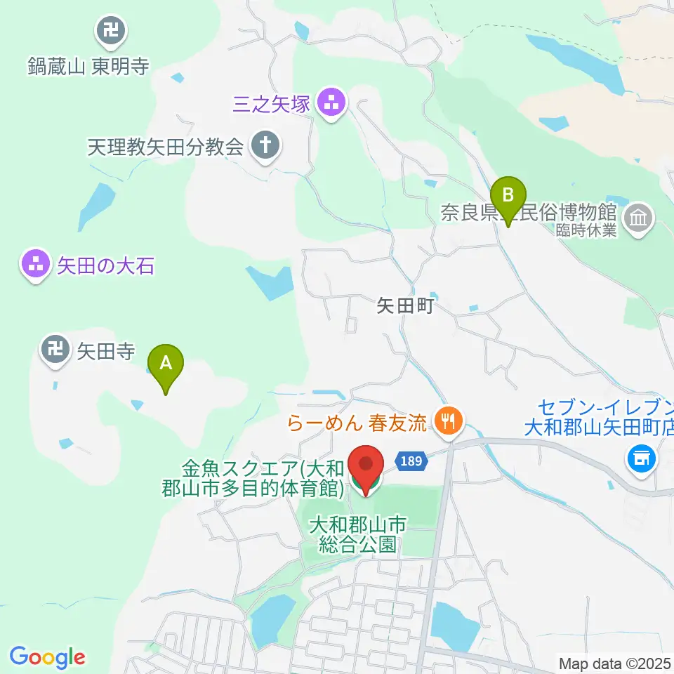 大和郡山市多目的体育館 金魚スクエア周辺のホテル一覧地図