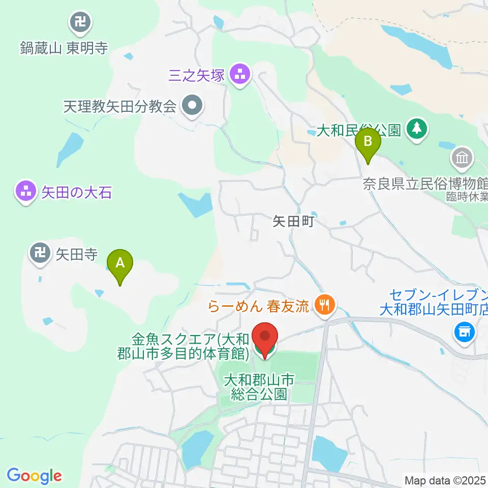 大和郡山市多目的体育館 金魚スクエア周辺のホテル一覧地図