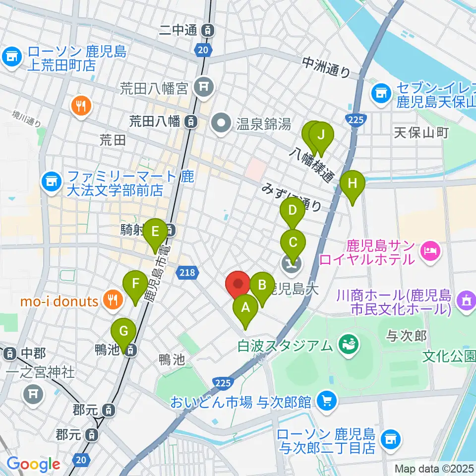 鹿児島県総合体育センター体育館周辺のホテル一覧地図