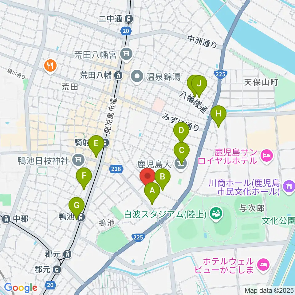 鹿児島県総合体育センター体育館周辺のホテル一覧地図