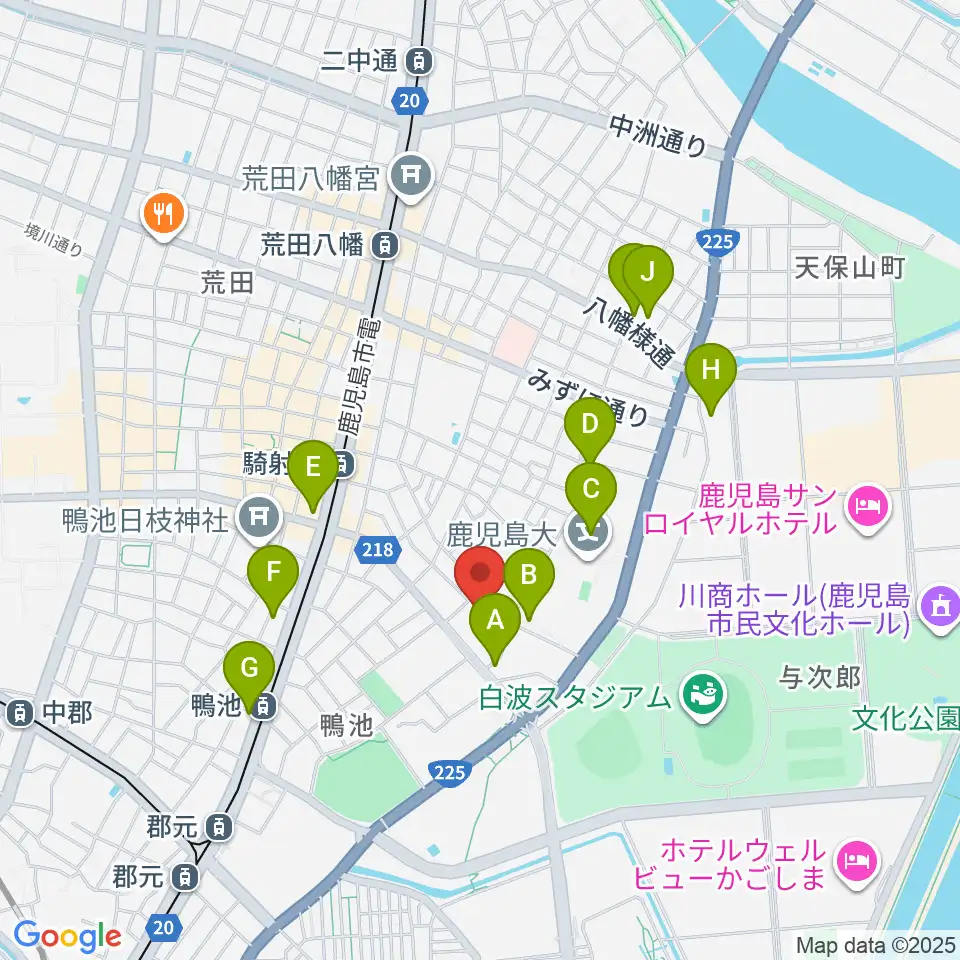 鹿児島県総合体育センター体育館周辺のホテル一覧地図