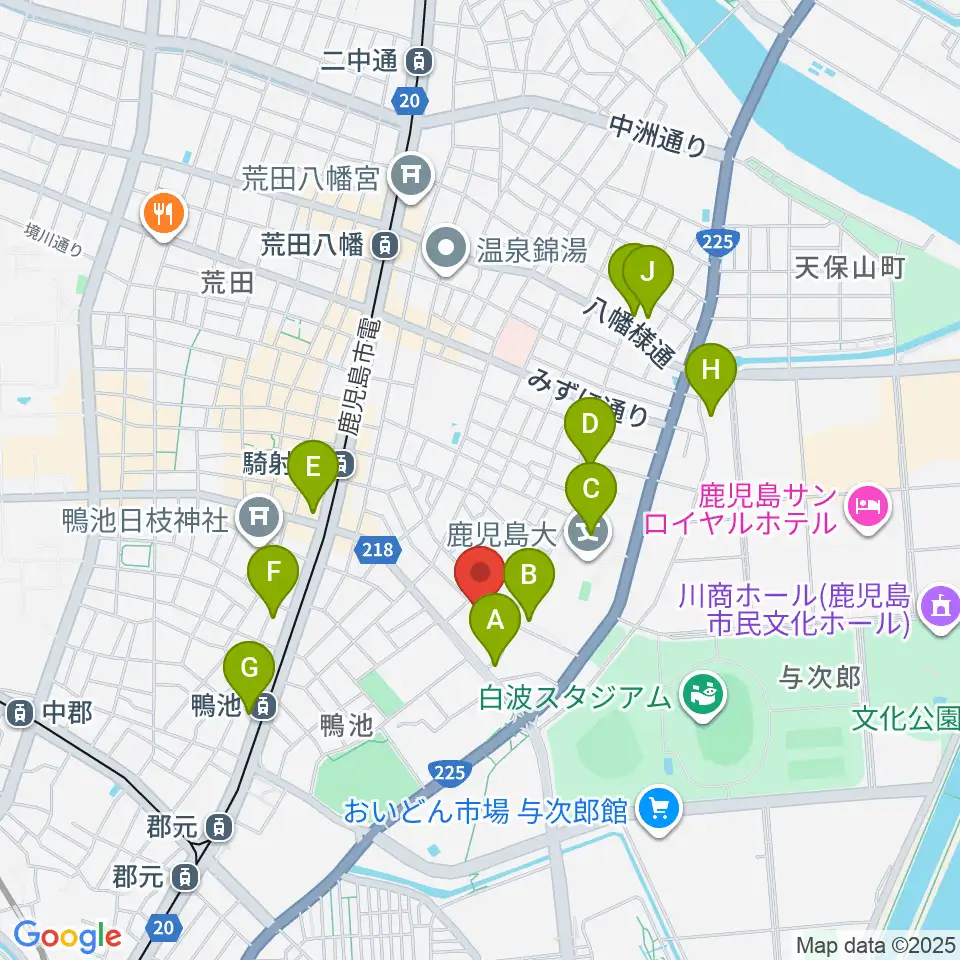 鹿児島県総合体育センター体育館周辺のホテル一覧地図