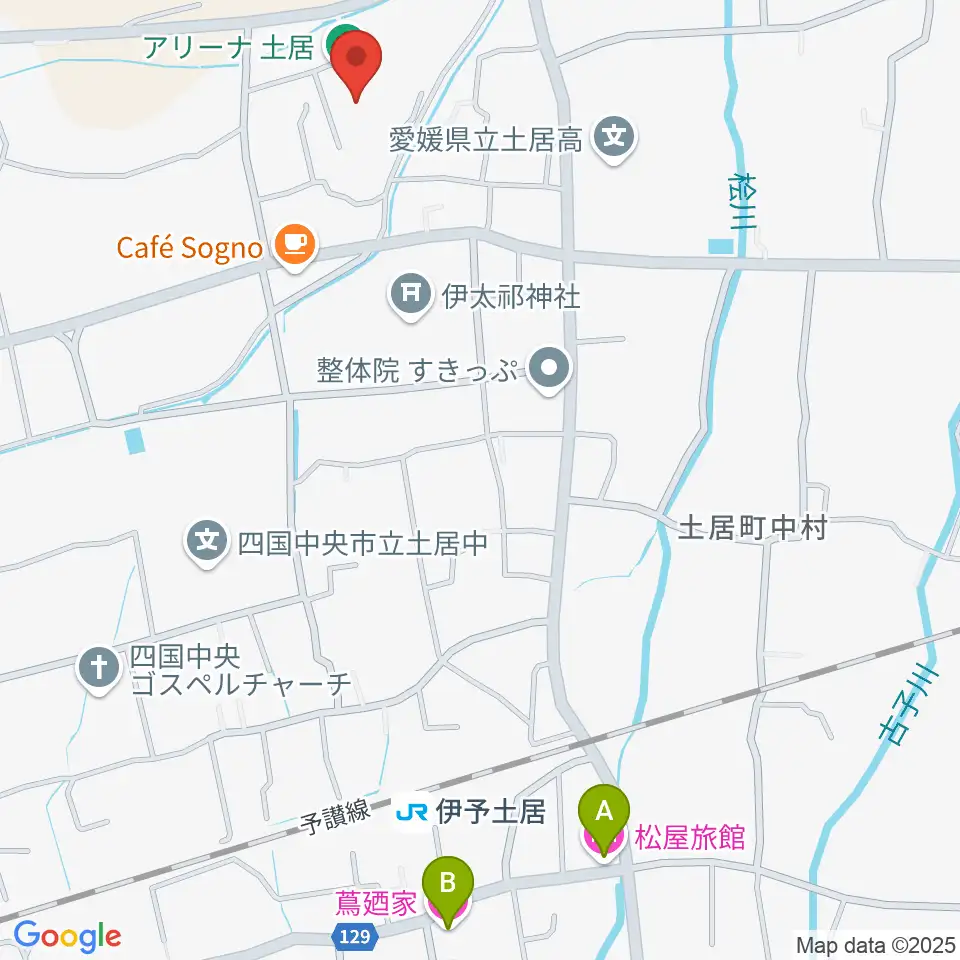 アリーナ土居周辺のホテル一覧地図