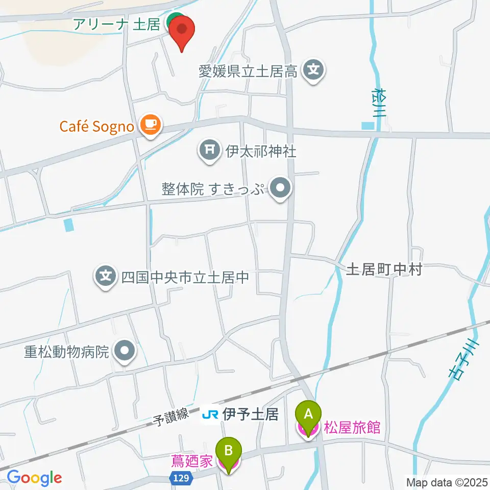アリーナ土居周辺のホテル一覧地図