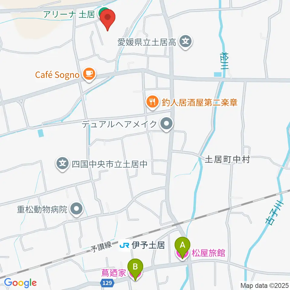 アリーナ土居周辺のホテル一覧地図