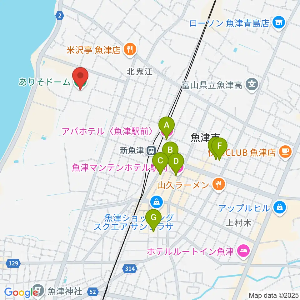 ありそドーム周辺のホテル一覧地図