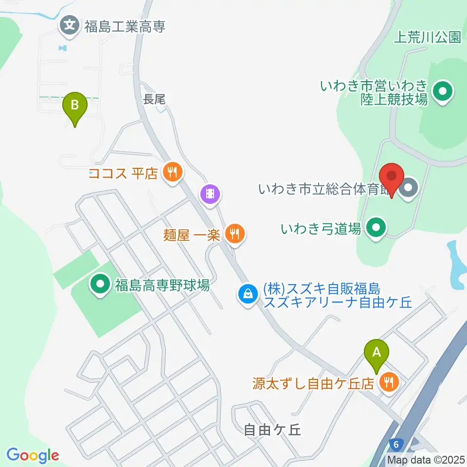 いわき市立総合体育館周辺のホテル一覧地図