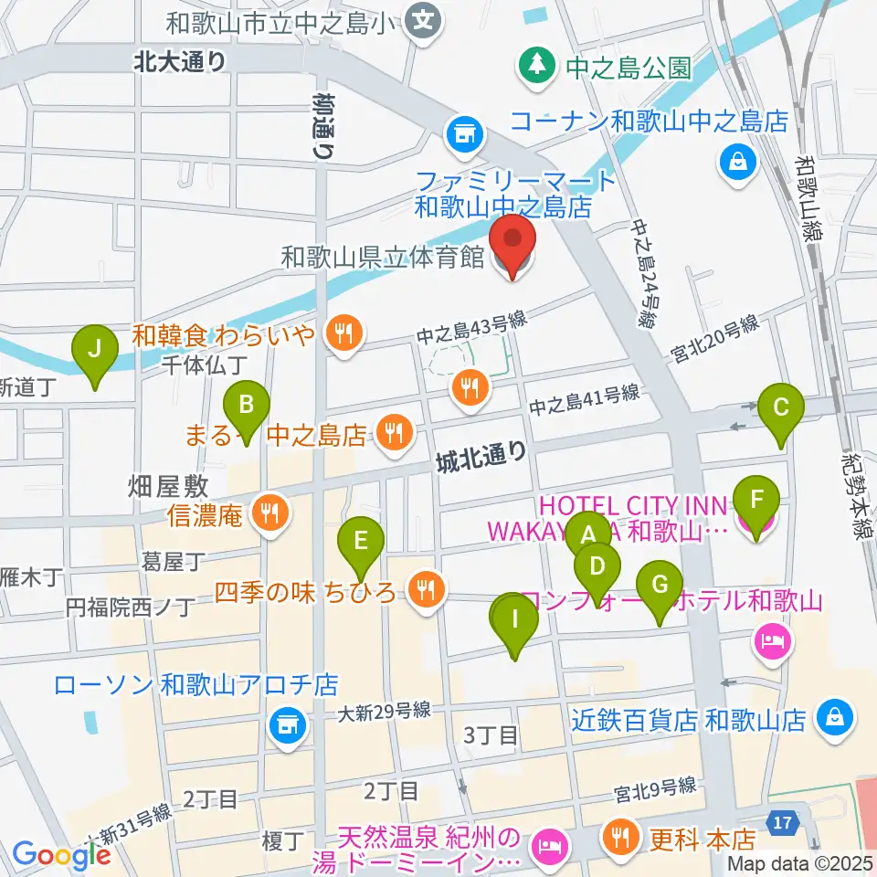 和歌山県立体育館周辺のホテル一覧地図