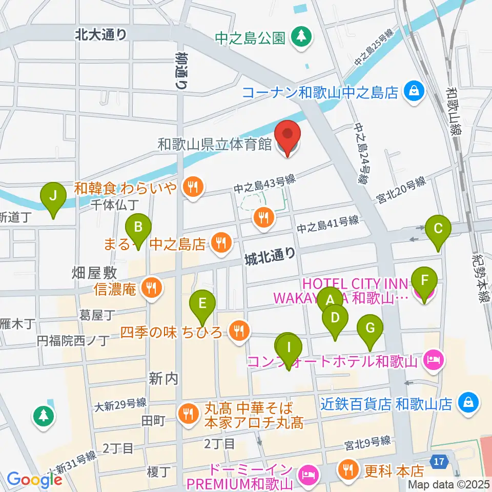 和歌山県立体育館周辺のホテル一覧地図