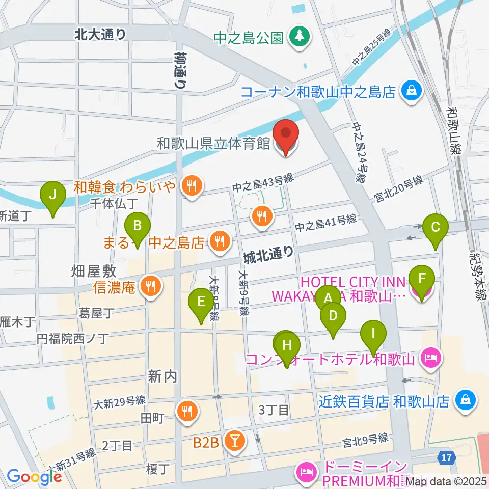 和歌山県立体育館周辺のホテル一覧地図