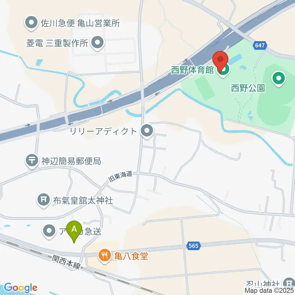 亀山市西野公園体育館周辺のホテル一覧地図