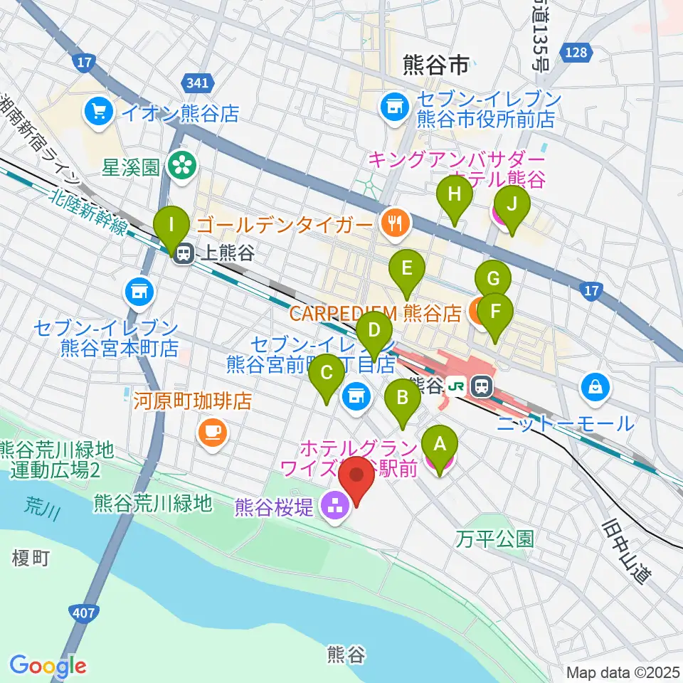 熊谷市立市民体育館周辺のホテル一覧地図