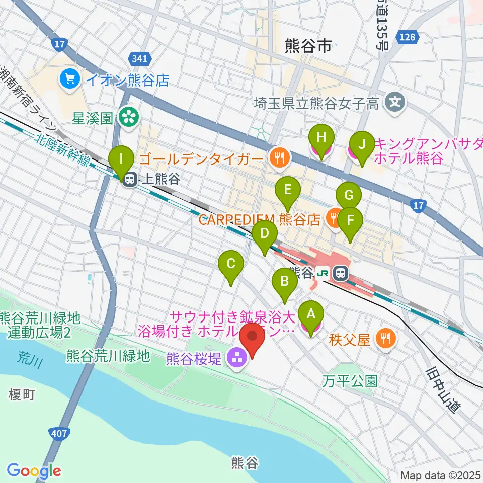 熊谷市立市民体育館周辺のホテル一覧地図