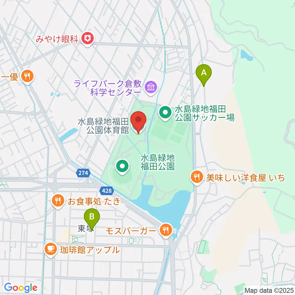 水島緑地福田公園体育館周辺のホテル一覧地図