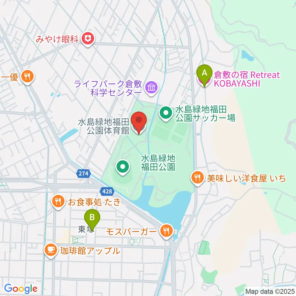 水島緑地福田公園体育館周辺のホテル一覧地図