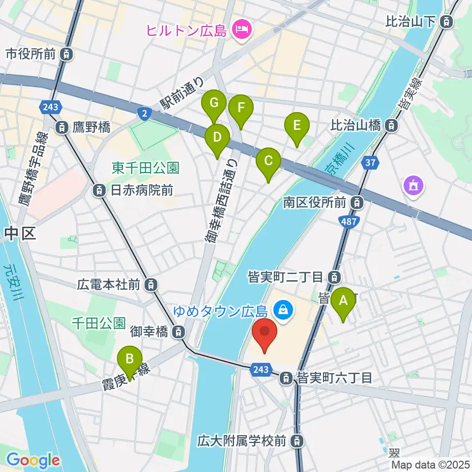猫田記念体育館周辺のホテル一覧地図