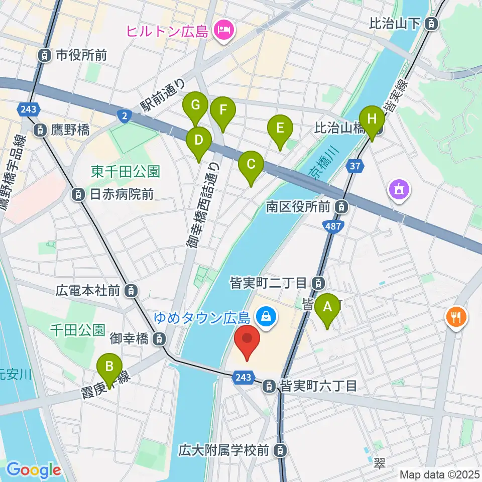 猫田記念体育館周辺のホテル一覧地図