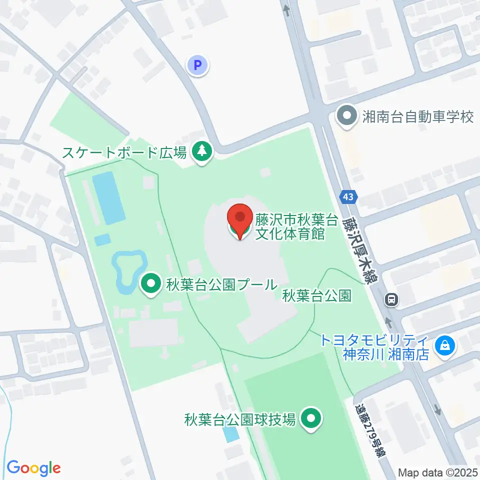 藤沢市秋葉台文化体育館周辺のホテル一覧地図