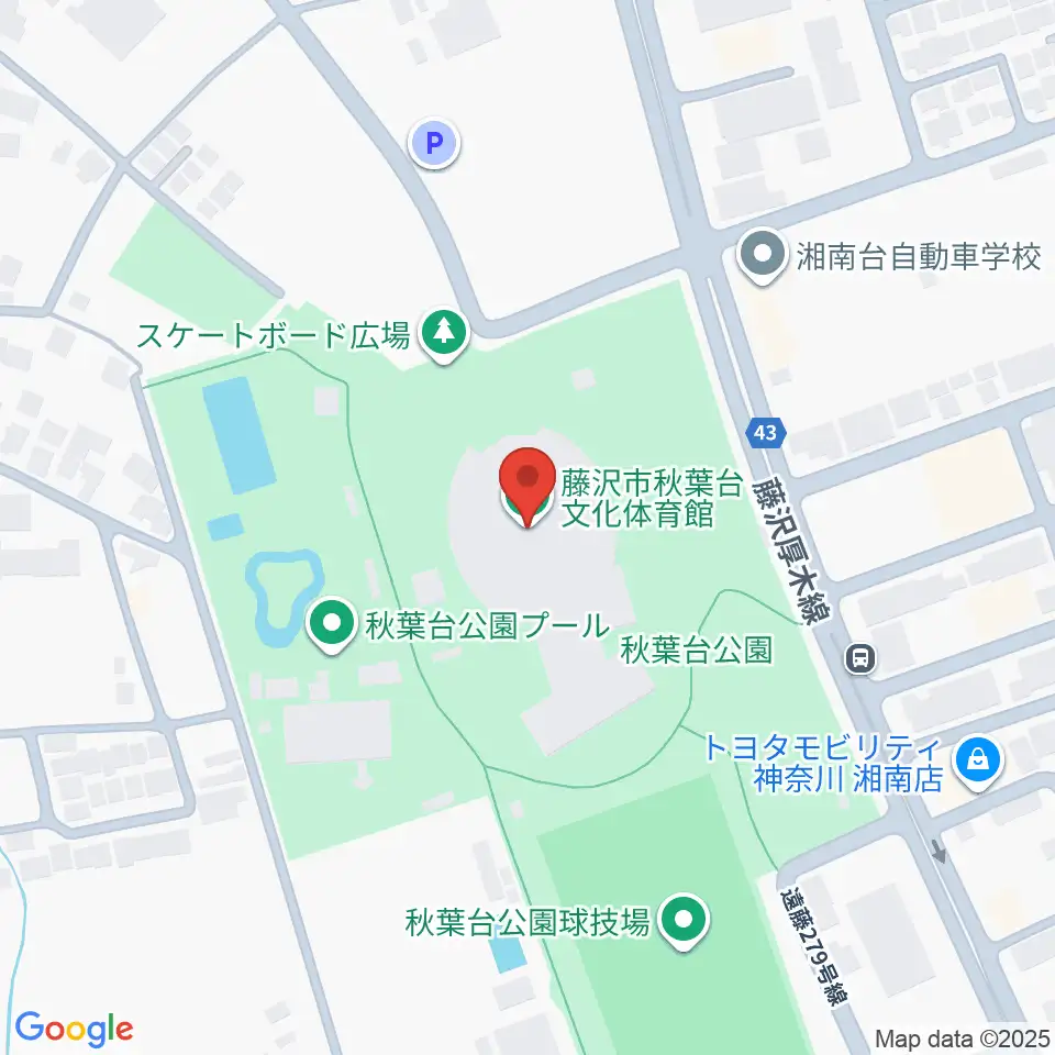 藤沢市秋葉台文化体育館周辺のホテル一覧地図