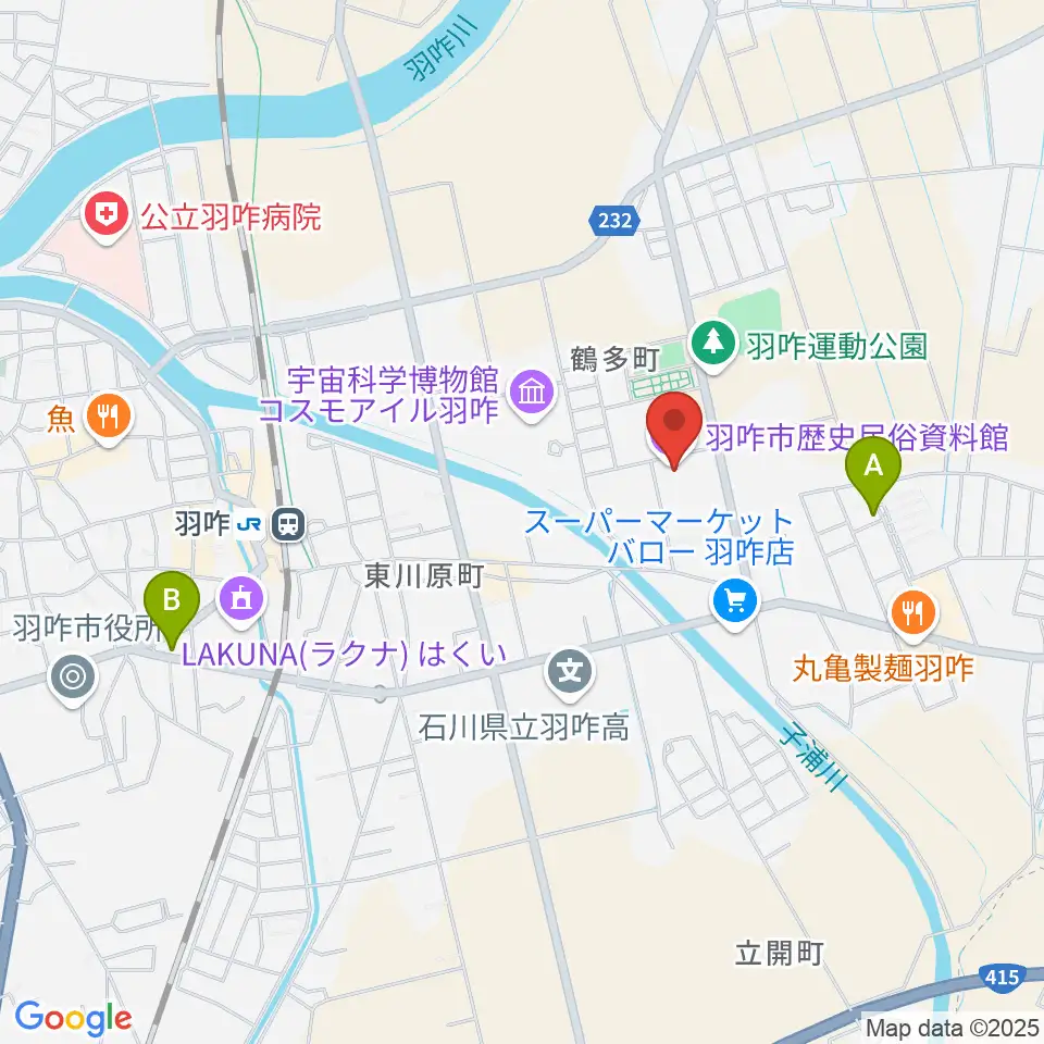 羽咋市歴史民俗資料館周辺のホテル一覧地図