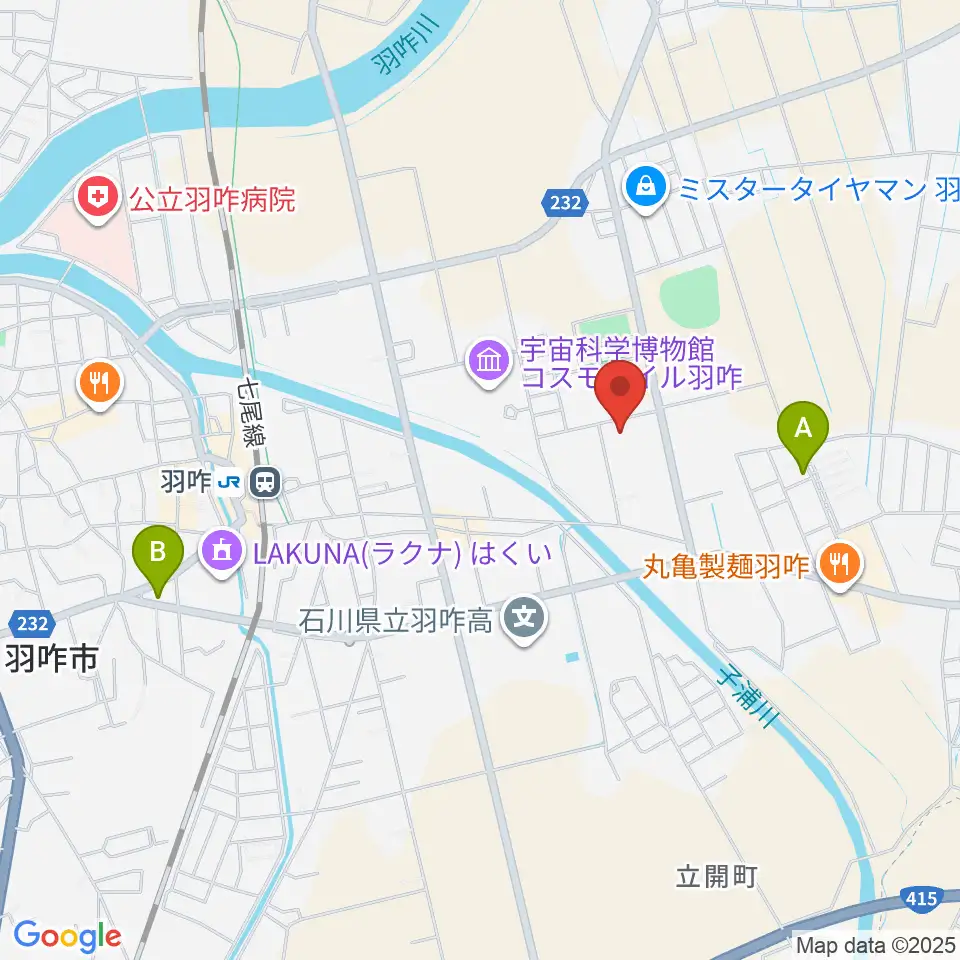 羽咋市歴史民俗資料館周辺のホテル一覧地図