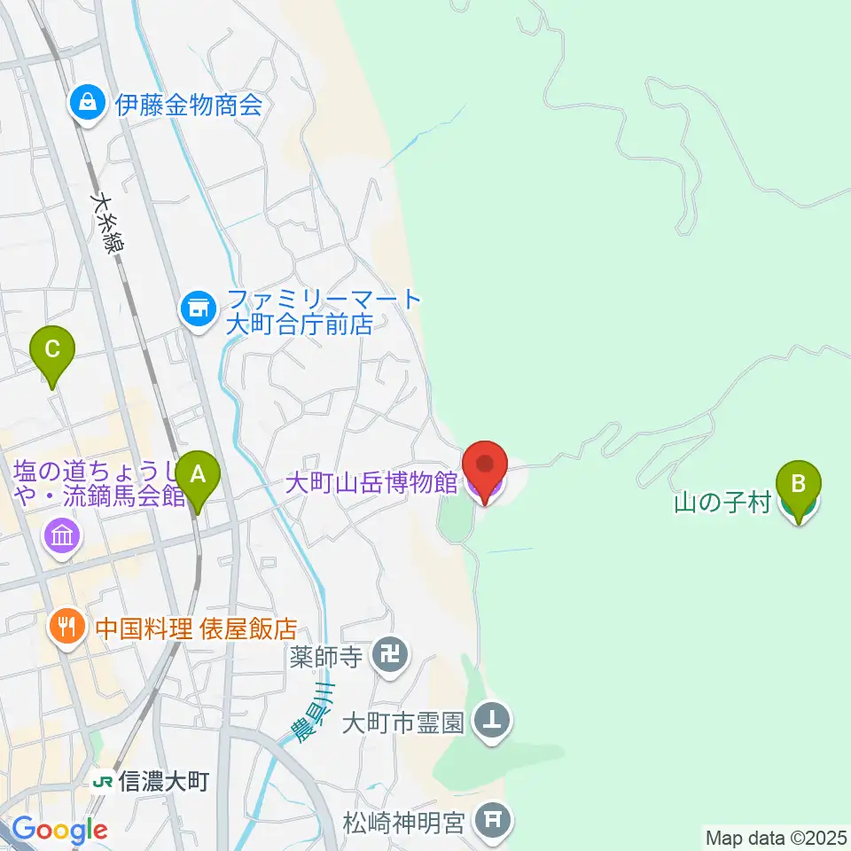 市立大町山岳博物館周辺のホテル一覧地図