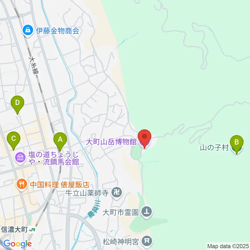 市立大町山岳博物館周辺のホテル一覧地図