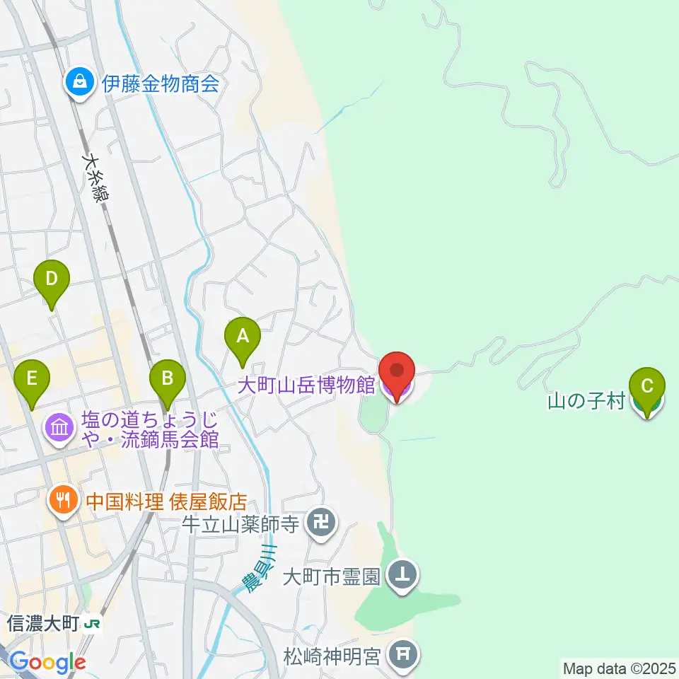 市立大町山岳博物館周辺のホテル一覧地図
