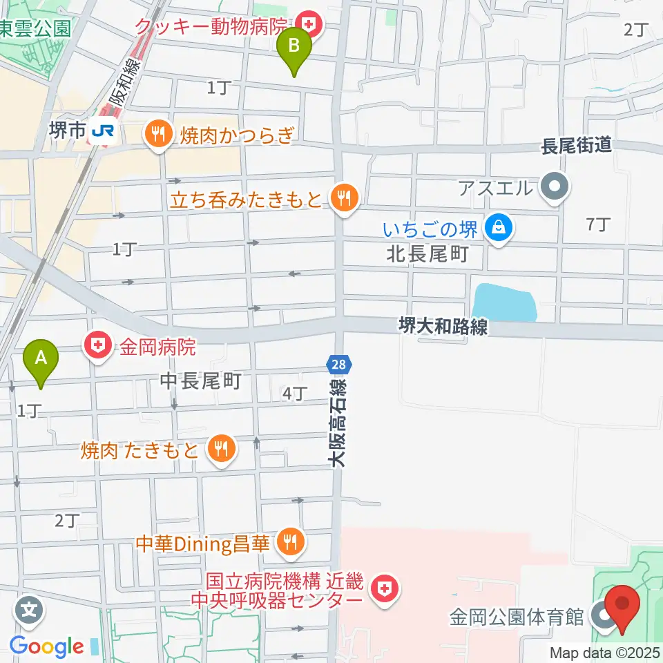 堺市金岡公園体育館周辺のホテル一覧地図