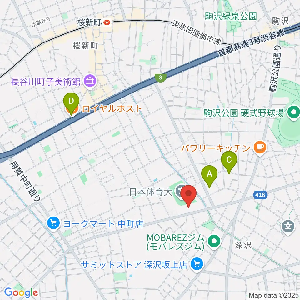 日本体育大学世田谷キャンパス メインアリーナ周辺のホテル一覧地図