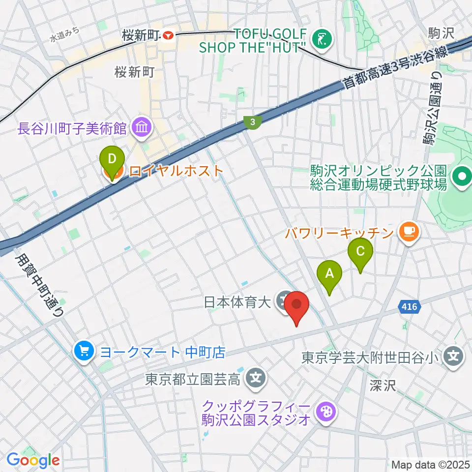 日本体育大学世田谷キャンパス メインアリーナ周辺のホテル一覧地図