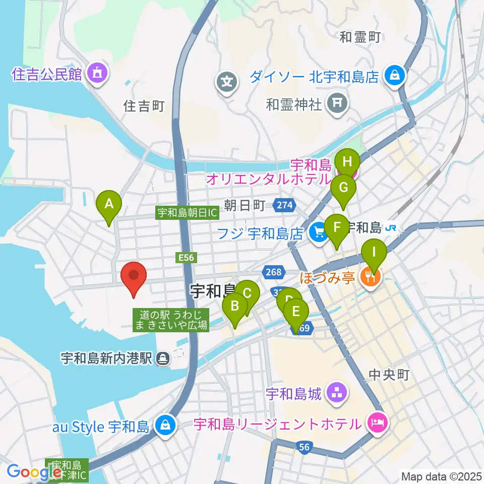 宇和島市総合体育館周辺のホテル一覧地図