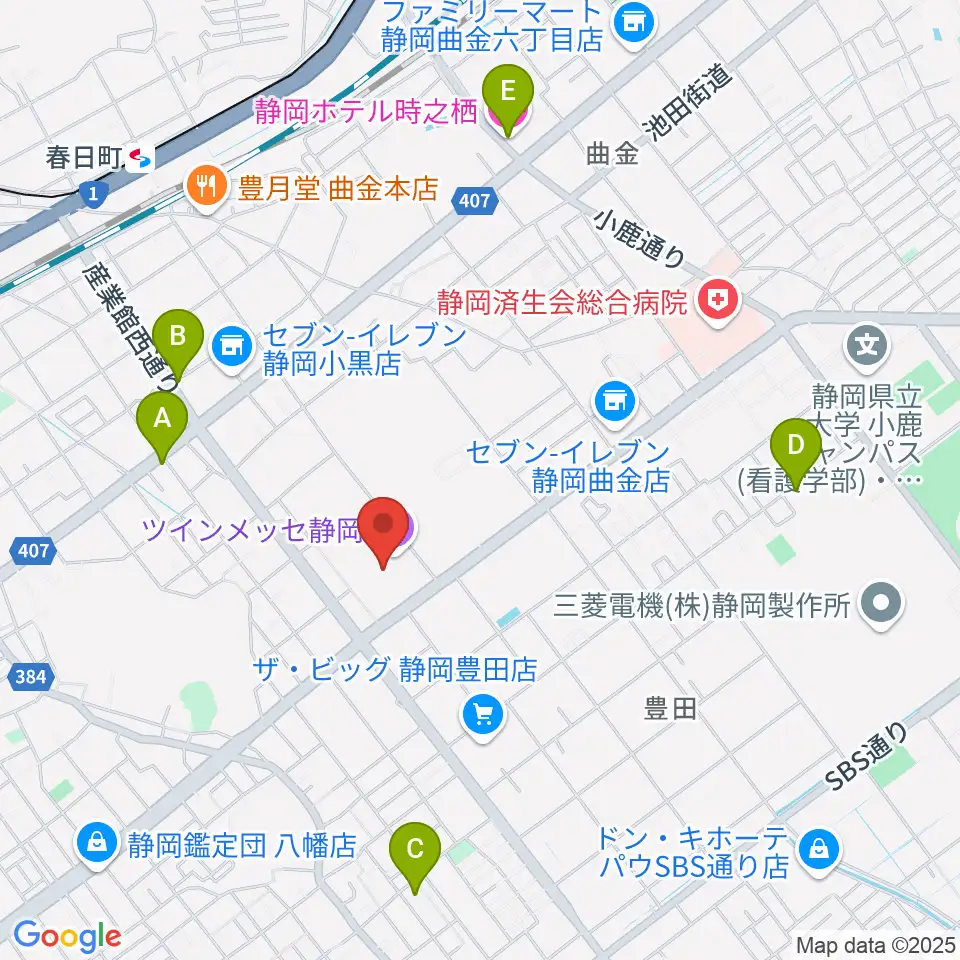 ツインメッセ静岡周辺のホテル一覧地図