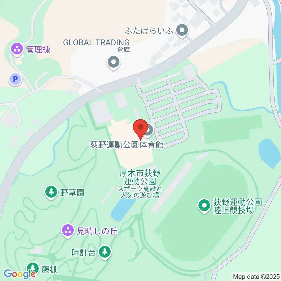 荻野運動公園体育館周辺のホテル一覧地図