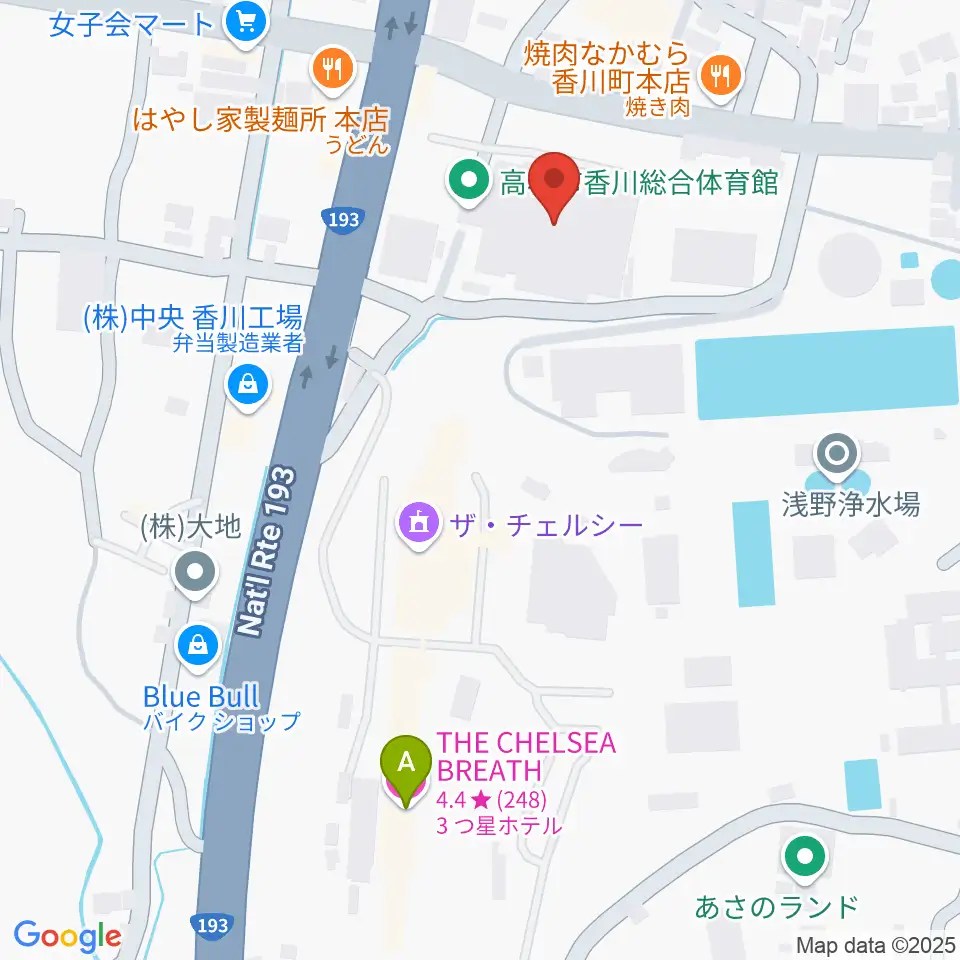 高松市香川総合体育館周辺のホテル一覧地図