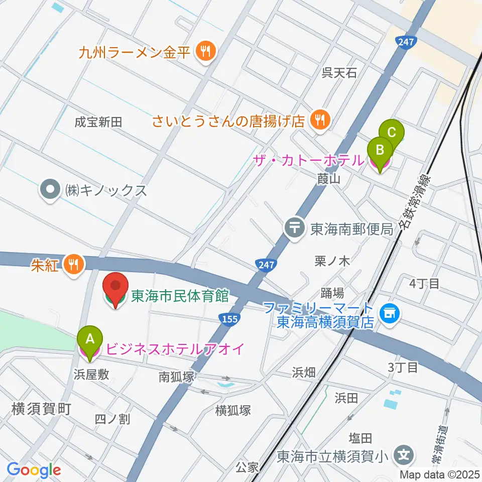 東海市民体育館周辺のホテル一覧地図