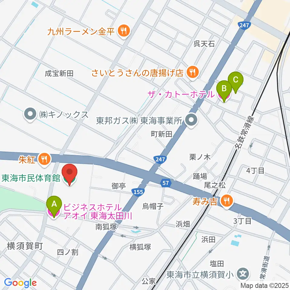 東海市民体育館周辺のホテル一覧地図